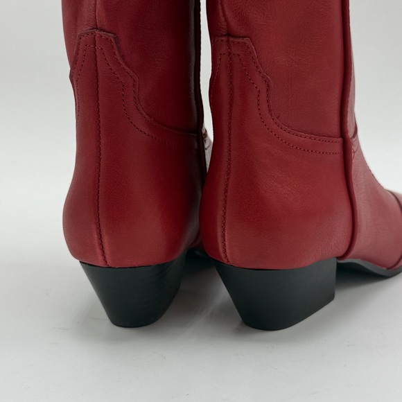 Steve Madden Dollie Red Leather Western Square Toe Cowboy Boots Size 5.5 leather - Picture 4 of 5